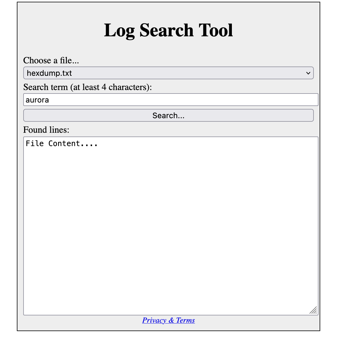 Log Search Tool